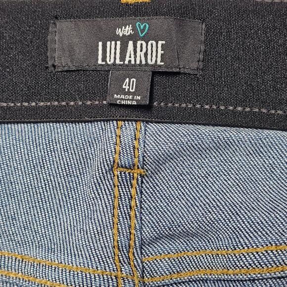 LulaRoe Magic Waist Denim Stretch Distressed Skinny Jeans Size 40 - Picture 6 of 8